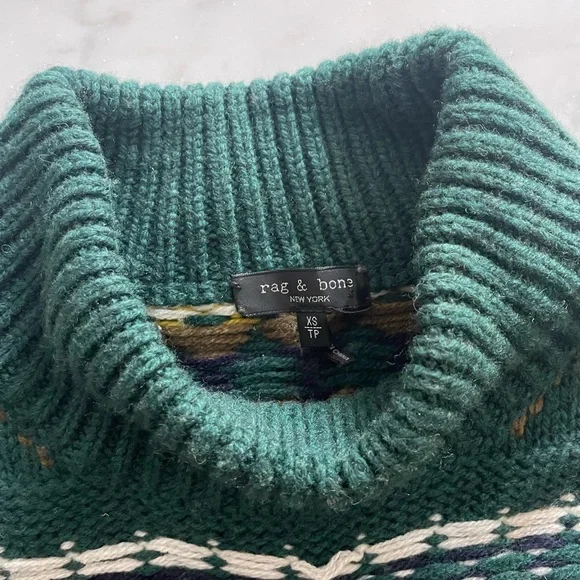 Rag & Bone Cropped Forest Green Knit Sweater - Picture 2 of 3